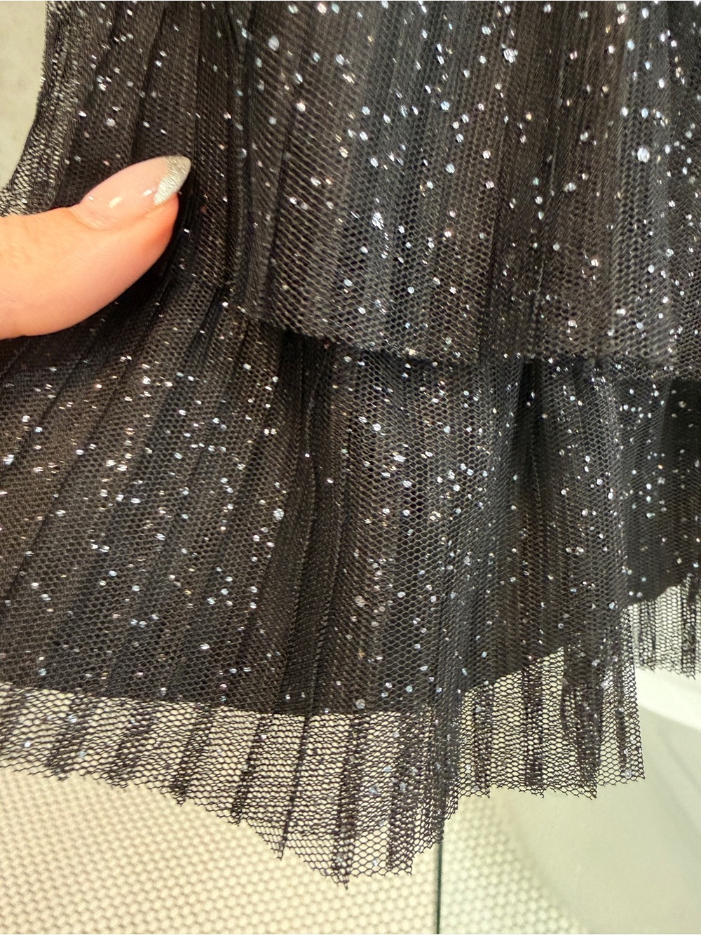 Cat & Jack Black Glitter Tiered Tulle Mini Skirt